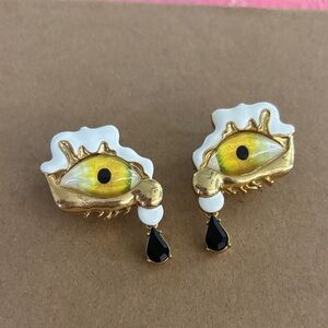 SP Eye Drop Dangle Earrings — Yellow, White & Black
